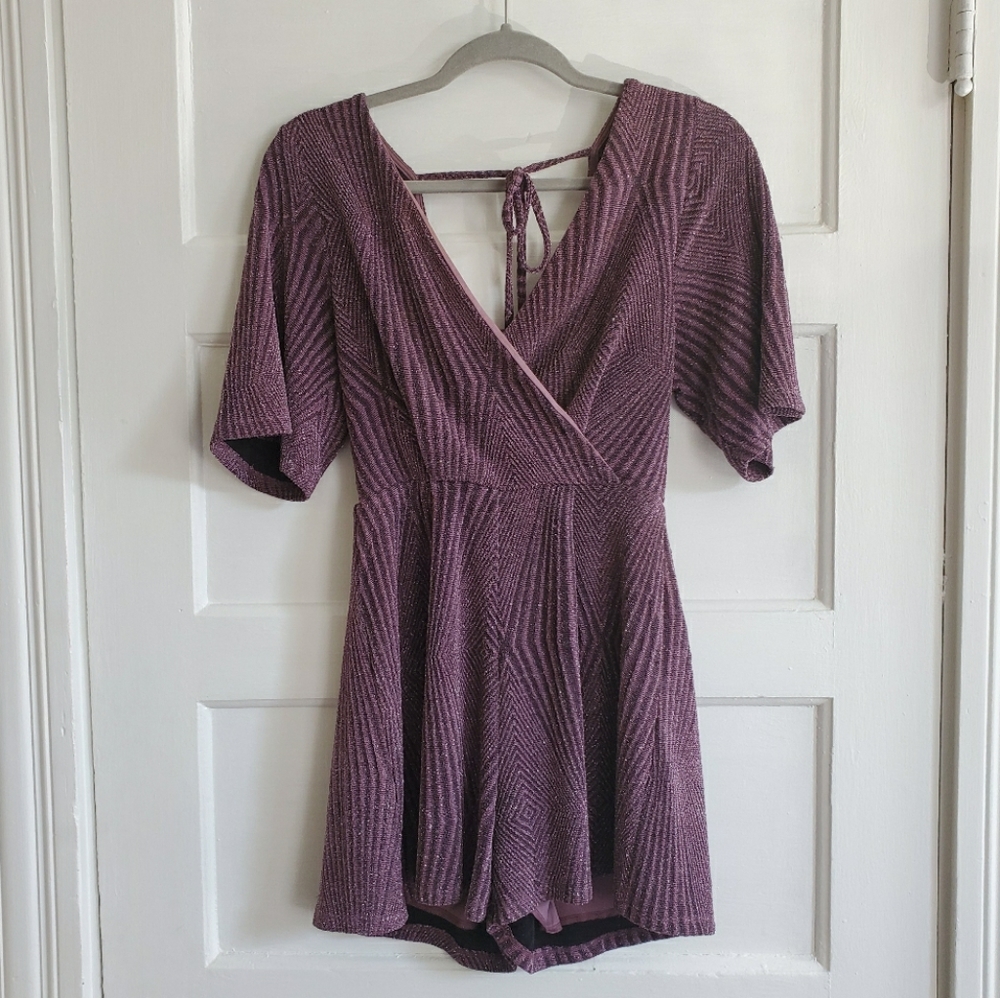 Sparkley Purple Knit Romper Small